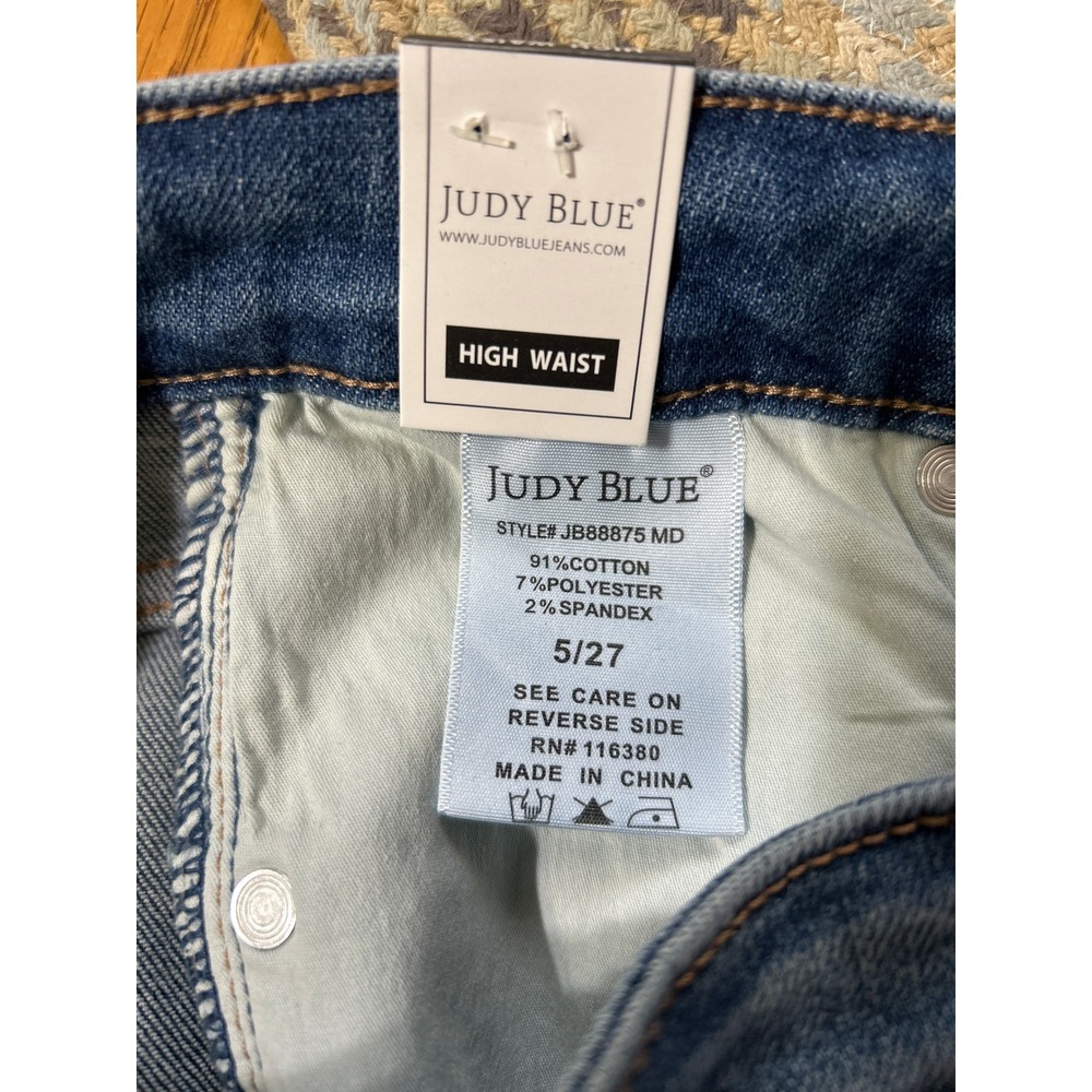 Judy Blue Wide Leg Crop Jeans in Medium Blue Wash - Picture 4 of 4